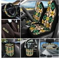 thumbnail image 3 of Garronmavis Aztec Leopard 13 PCS Car Seat Cover Full Set 4 Pieces Car Seat Covers Steering Wheel Cover Keychain Car Trash Bag Car Pouch Organizer Auto Rear View Mirror Covers Universal Fit, 3 of 4