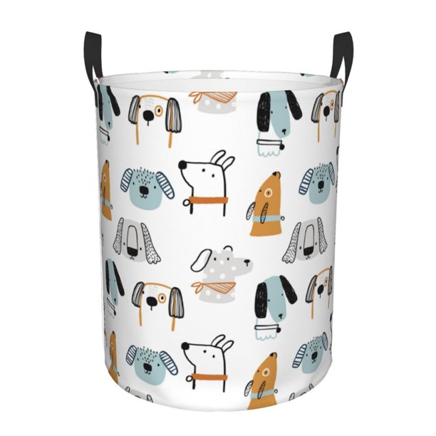 Balery Puppy Cesta de ropa redonda con asas, impermeable, independiente, para ropa, juguetes, dormitorio y familia-Small