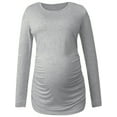 thumbnail image 5 of Yawrut Womens Maternity Long Sleeve Tshirt Classic Side Ruched Tee Top Mama Pregnancy Clothes, 5 of 5