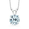 thumbnail image 2 of Gem Stone King 14K White Gold Sky Blue Topaz Pendant Necklace for Women (2.50 Cttw, Gemstone Birthstone, With 18 inch Chain), 2 of 5