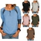 thumbnail image 3 of Blusa informal azul claro para uso diario, túnica elegante de manga larga con botones talla S, 3 of 6