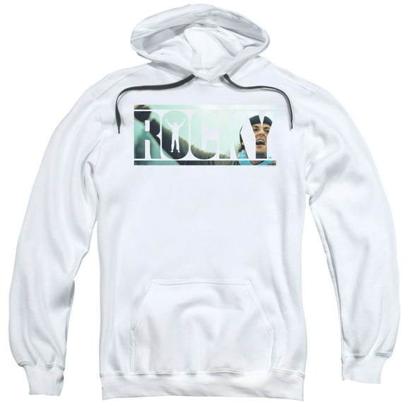 Rocky Cutout Logo Adult Pullover Hoodie Sweatshirt White