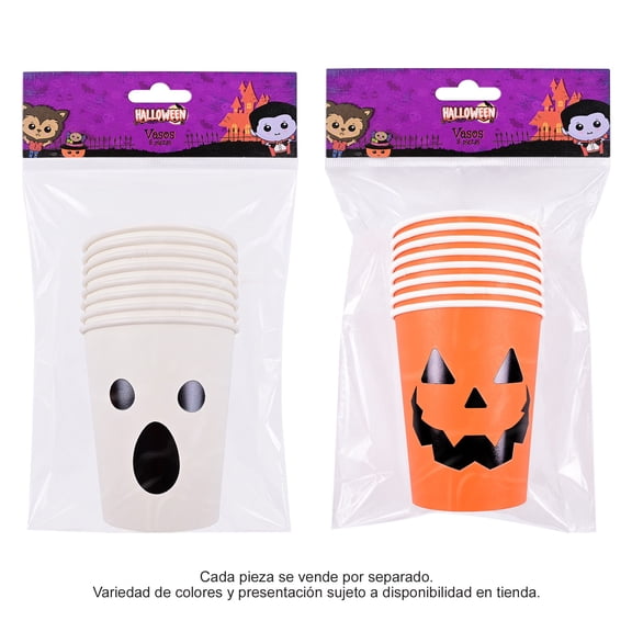 Vasos Prichos Halloween de Cartón Multicolor Varios Modelos 8 Piezas