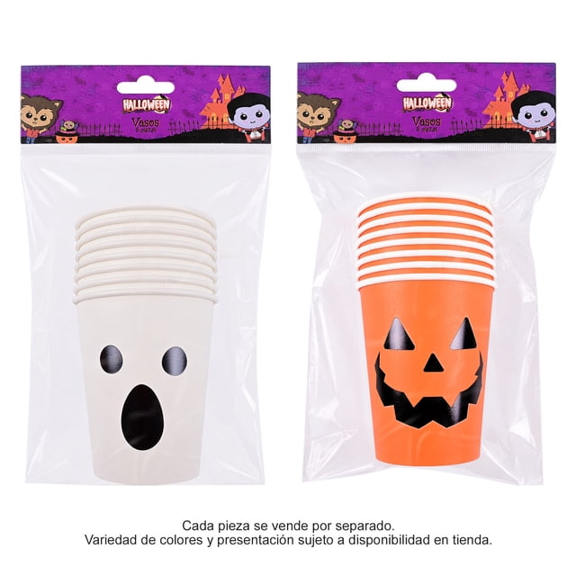 Vasos Prichos Halloween de Cartón Multicolor Varios Modelos 8 Piezas