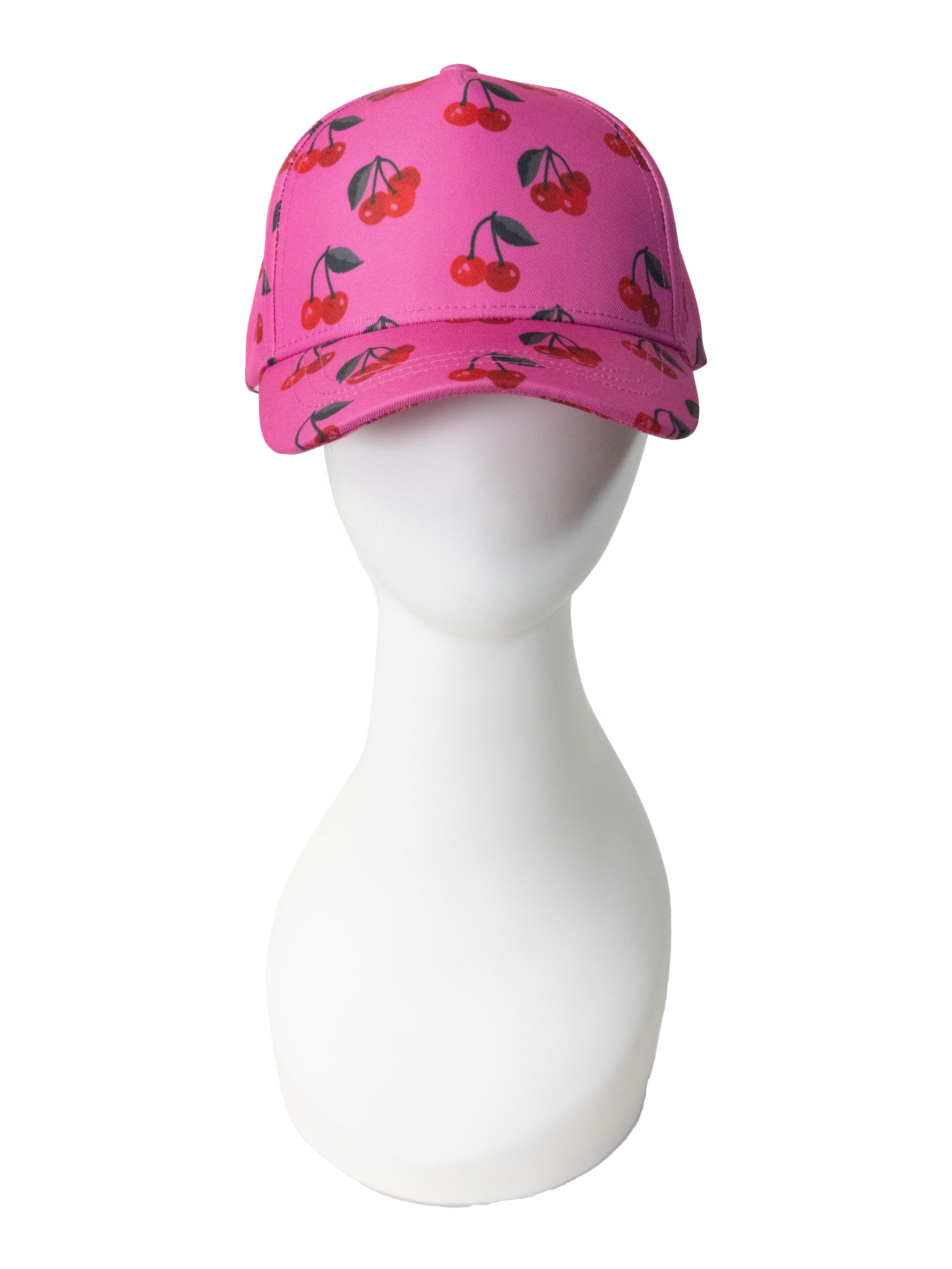Wonder Nation Girls Baseball Hat, Pink Cherry Print Tie Back
