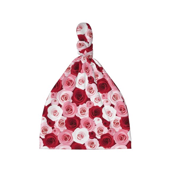 Balery Rose Pattern Baby Beanie, Knotted Baby Hat, Infant Hat, Newborn Beanie, Adjustable Beanie, Baby Cap, Newborn Headwear