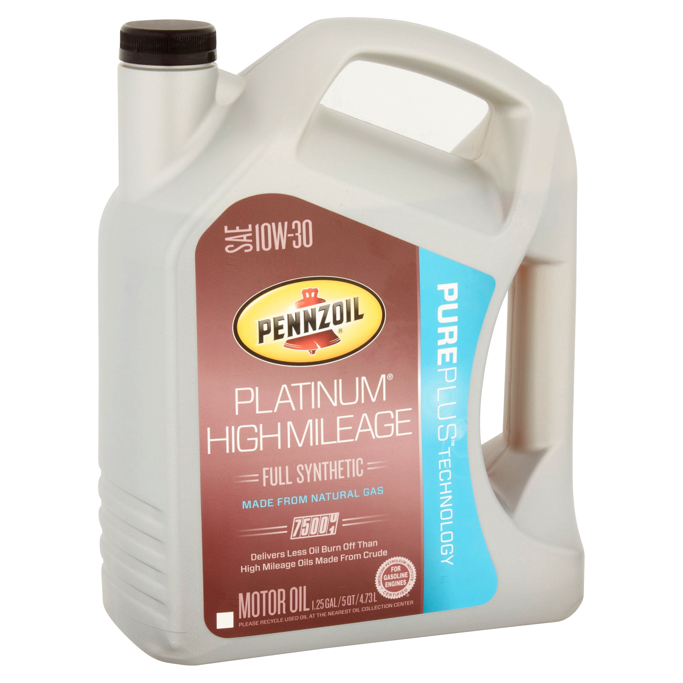 Pennzoil Platinum High Mileage Full Synthetic 10W-30 Motor Oil for Vehicles Over 75K Miles, 5 Quart