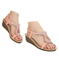 thumbnail image 3 of DAFEI Wedge Heel Ladies Rhinestone Shoes Fashionable Hollow Fish Mouth Stone Solid Color Casual Sandals, 3 of 8