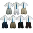 thumbnail image 1 of 3pc Set BoyToddler Formal Party Green Teal Necktie White Black Khaki Shorts S-4T, 1 of 2