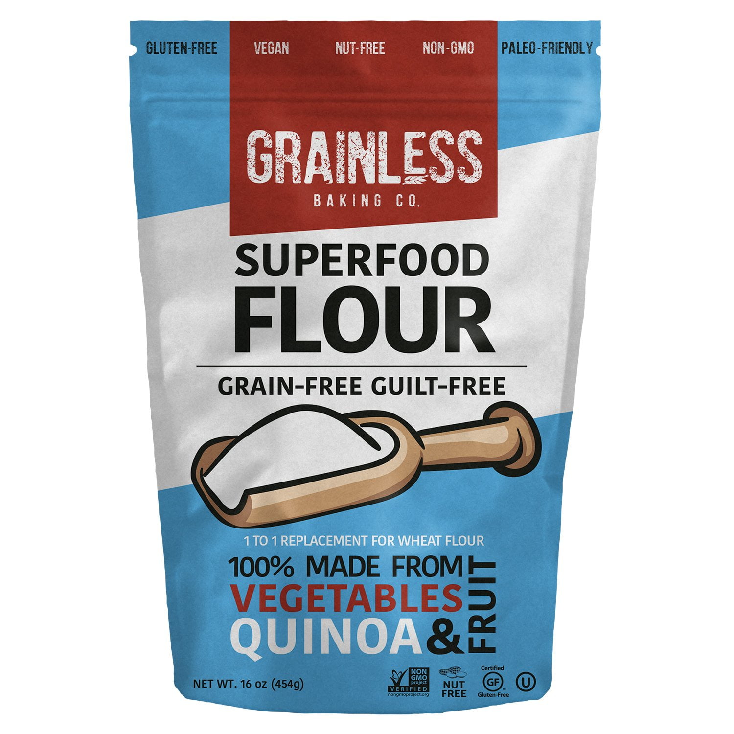 Grainless No Grain Bread Flour Superfood – Grain Free Gluten Free Cake Flour, Paleo Friendly, OU Kosher, 1 Pack