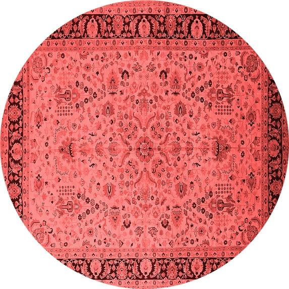 Ahgly Company Indoor Round Oriental Red Traditional Area Rugs, 5' Round