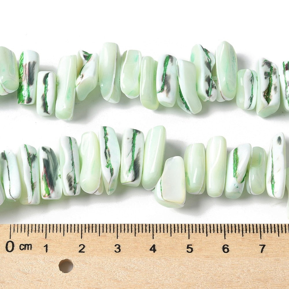 Dyed Natural Trochus Shell Beads Strands Nuggets Light Green 9~21x5~7x6~8mm Hole: 1.2mm about 54~67pcs/strand 14.76~15.24 inch(37.5~38.7cm)