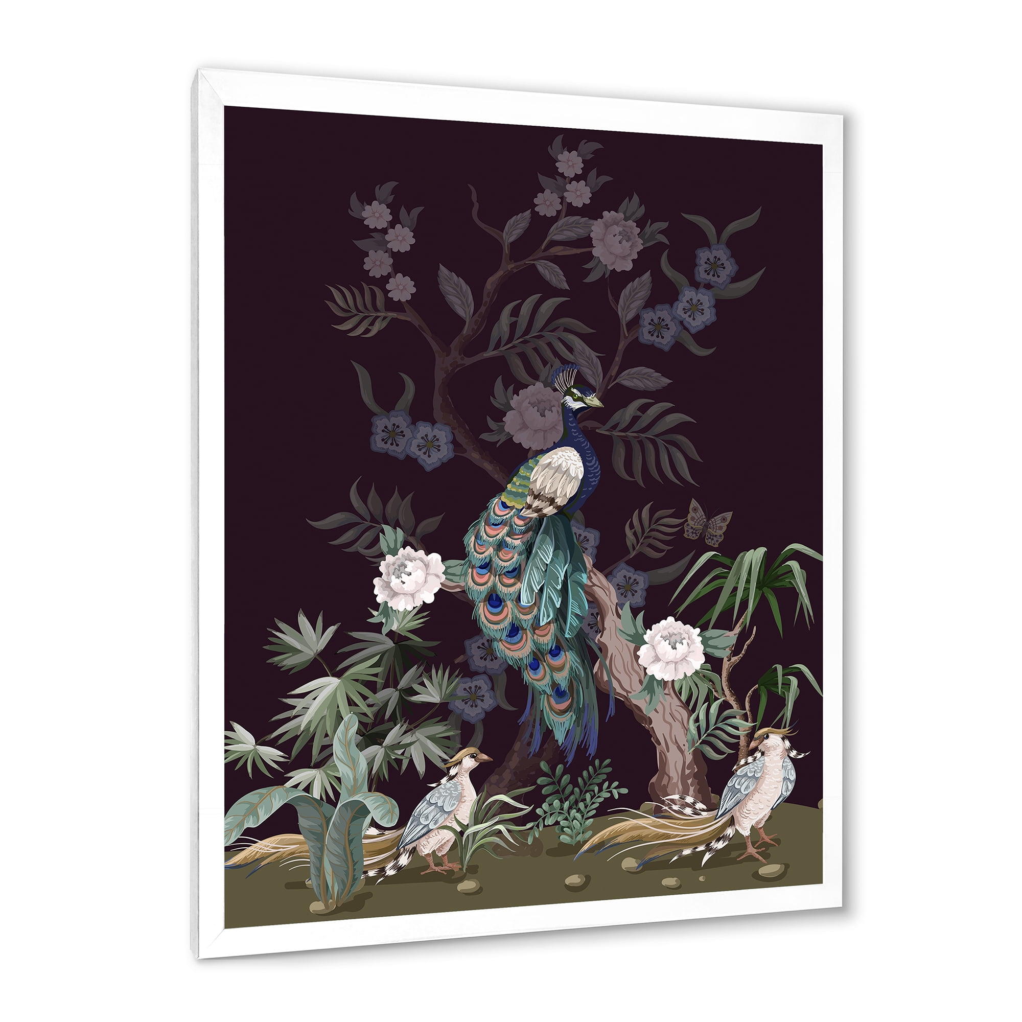 Designart 'Chinoiserie With Peonies and Birds V' Traditional Framed Art Print