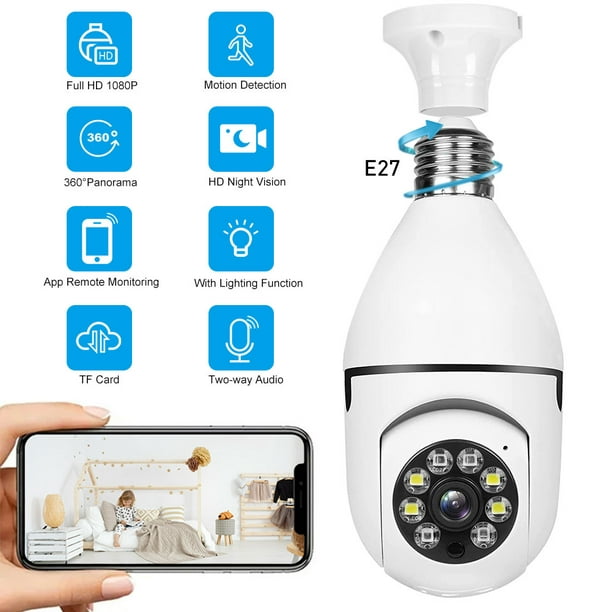 Arbitrage Beperkt Knipperen PLUSBRAVO Home Security Camera Wireless WIFI Outdoor Surveillance Camera  with Light Bulb 1080 HD Motion Detection 360 Degree Wide Angle - Walmart.com