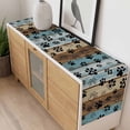 thumbnail image 4 of Cute Dog Claws Table Runner - 36 Inch Long, Kitchen Dining Table Runner Dresser Scarves, Farmhouse Blue Wooden Puppy Pawprints Farmhouse Decor for Coffee Tables Wedding Party Banquet, 4 of 8