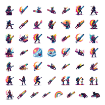 50pcs Cyberpunk Character Stickers Neon Future Tech Stationery Decals Water Bottle Laptop Phone Tablet Guitar Luggage Stickers Set