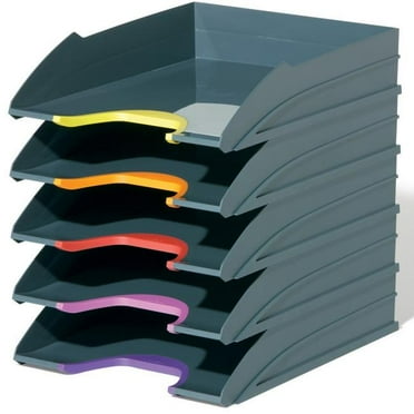 Durable DBL770557 Stackable 5 Letter Tray, Gray - Set of 5