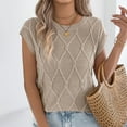 thumbnail image 4 of Hxlamzoo Women's Cable Knit Sleeveless Blouse Round Neck Loose Fit Casual Summer Knitted Tops, 4 of 8