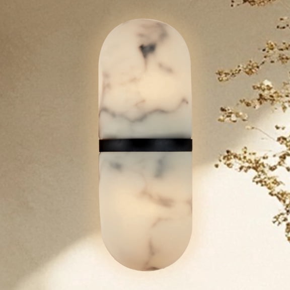 Sturdy Pill Matte Black Resin Vanity Light, Hand-polished Wall Light, Wall-Mounted Sconce with Soft Shine, Indoor Sconce beside Mirror, for Living Room, Dining Room, Entryway, Bedroom, Hallway