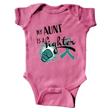 

Inktastic Ovarian Cancer Awareness My Aunt s a Fighter Gift Baby Boy or Baby Girl Bodysuit