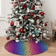 thumbnail image 4 of Cauagu 30" Christmas Tree Skirt Leopard Neon Rainbow Gradient Pattern Christmas Tree Decorations Tree Mat for Xmas Decorations Occasion Holiday Home Decor -30", 4 of 7