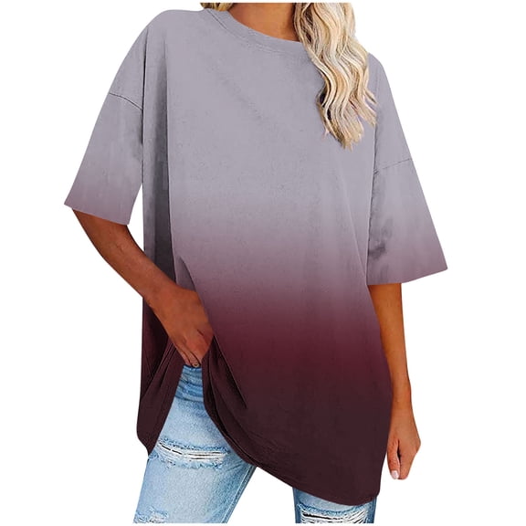 BSDJILFG Plus Size T-Shirts for Women Oversized Baggy Top Summer Casual Graphic Tee Loose Fit Crewneck Shirts