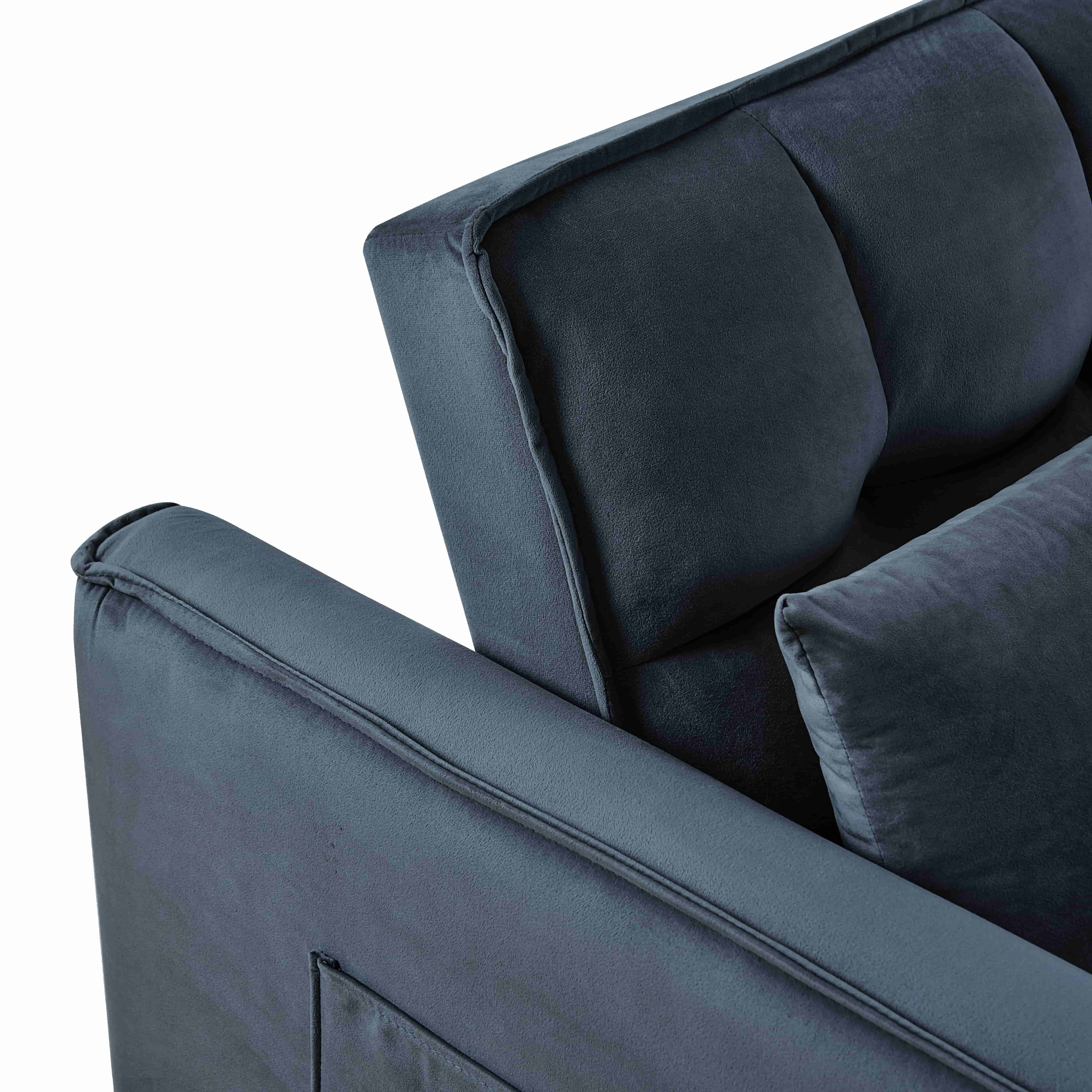 BSHTI Modern Sofa Sleeper, Futon Sofa Bed,Twin-Size Sofa Couch with 3 Adjustable Rreclining Angles,Two Matching Pillows,Easy Assembly,Velvet Fabric Loveseat,Black