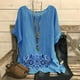 thumbnail image 3 of Camiseta de Mujer Camiseta de Manga Corta Impresión Casual Raglan Suelto de Lino Top Blusas, Cuello de la Tripulación, 3 of 5