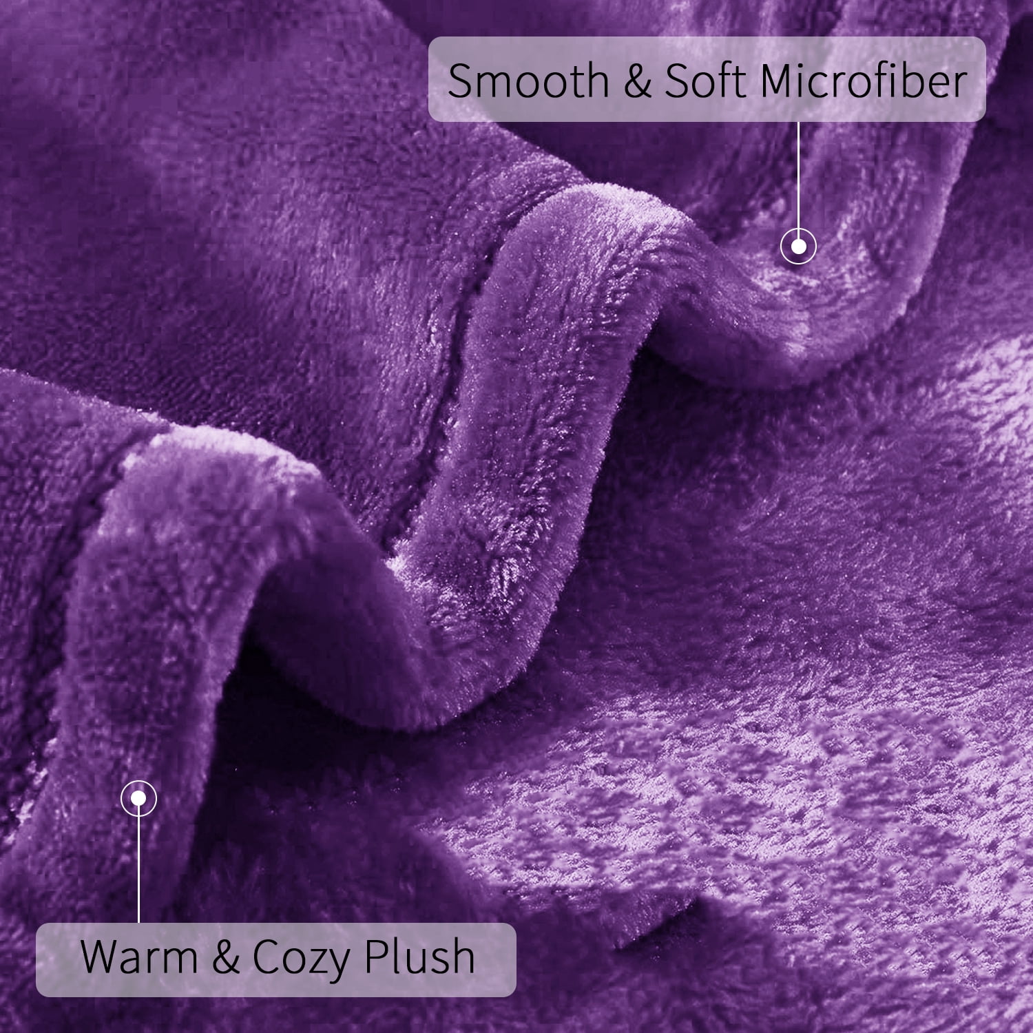 Howarmer Purple Fuzzy Bed Blanket, Throw Twin Soft Flannel Fleece Blankets, All Season Lightweight Warm Bed Throws, 60 x 80 Inch