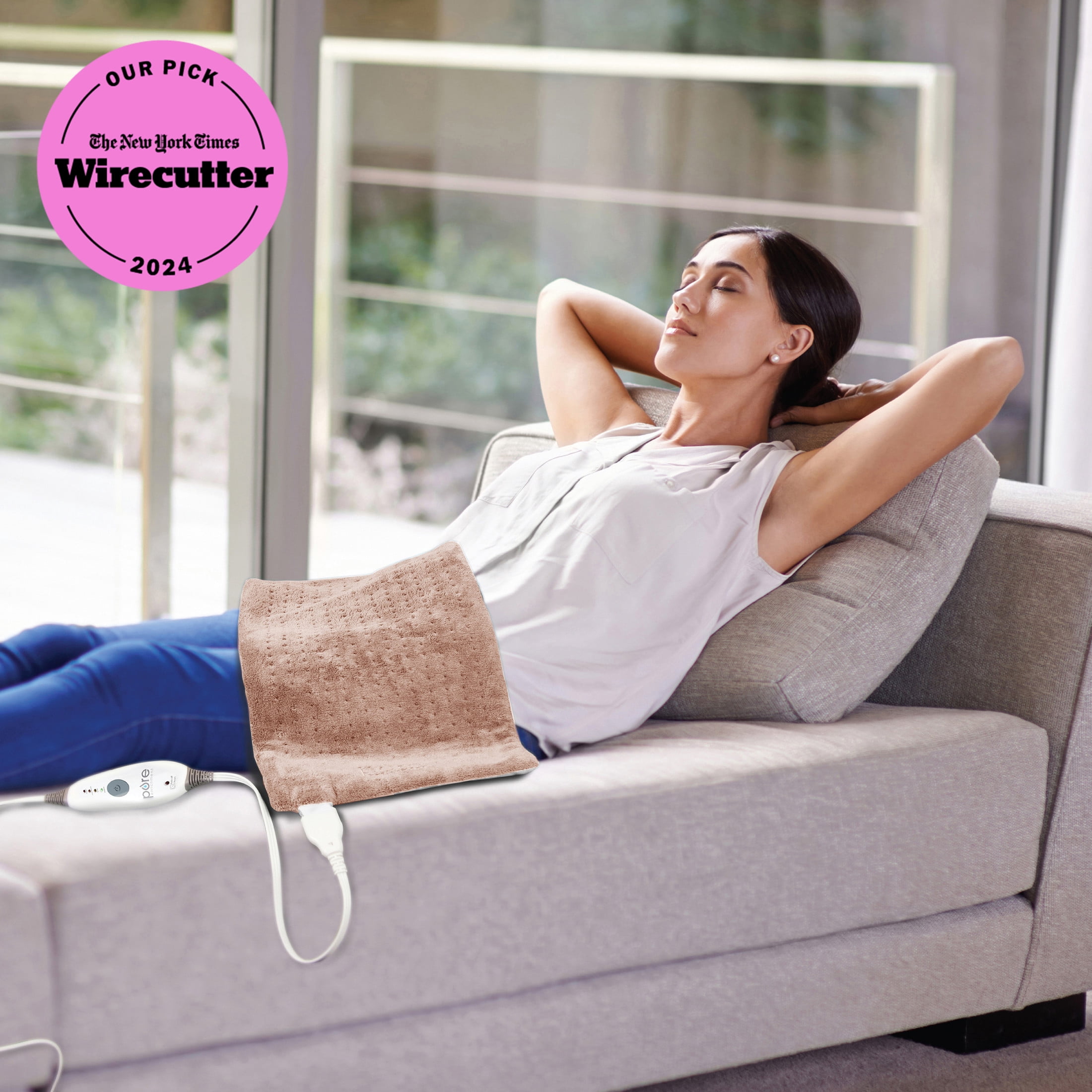 Pure Enrichment Deluxe Electric Heating Pad, Full Body Therapy, 4 InstaHeat Settings, Machine-Washable, 24x12"