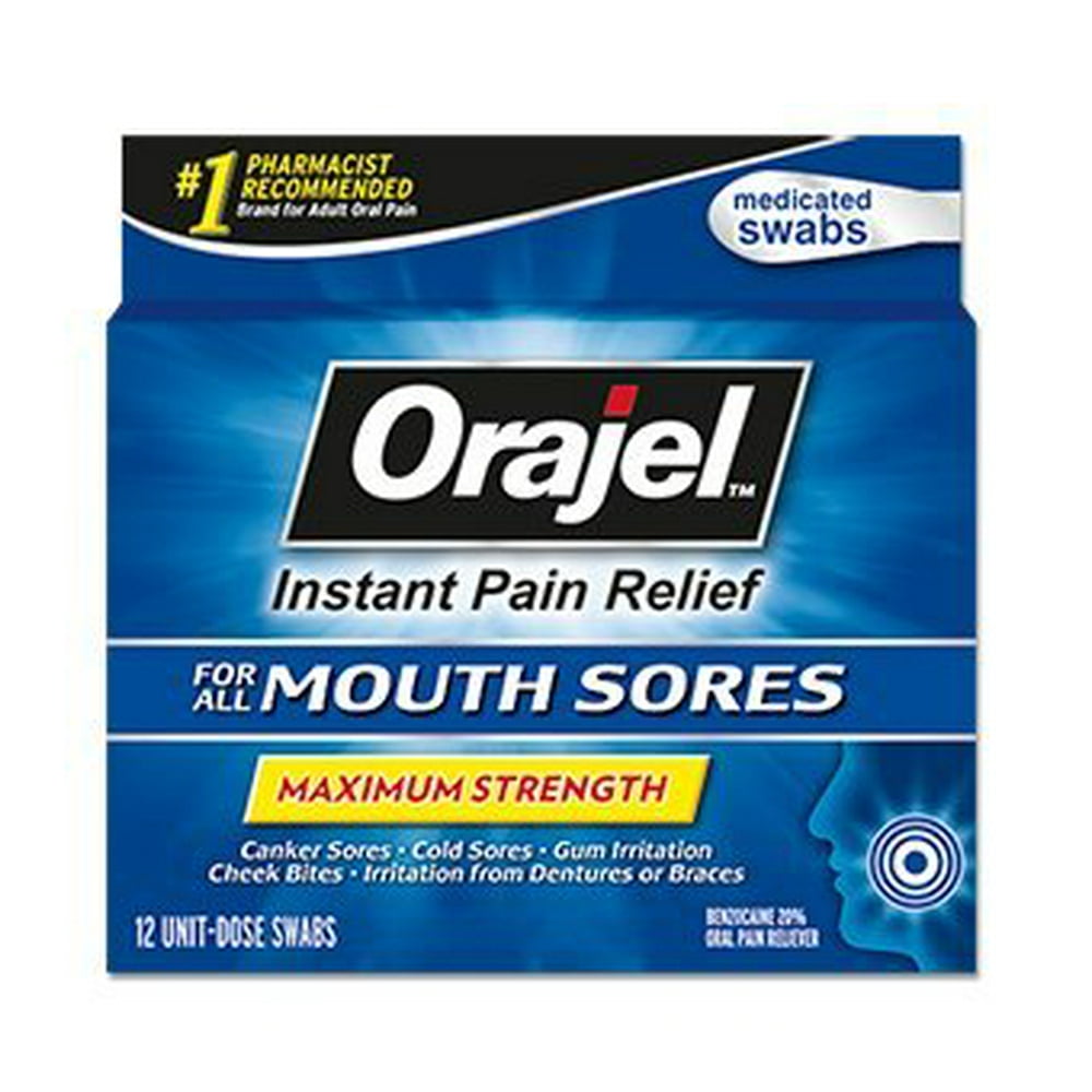 Orajel Medicated Mouth Sore Swabs, Maximum Strength, 12 ct(887993) By