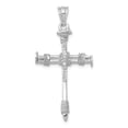 thumbnail image 4 of 14k White Gold Diamond Cut Cross Pendant for Men and Women with Textured Nail Design Latin Style Religious Jewelry for Daily Wear Spiritual Necklace Charm Layered Look, 4 of 6