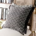 thumbnail image 7 of Phantoscope Classic Handmade Jacquard Spun Gold with Tassel Square Decorative Throw Pillow with Insert for Couch, 18" x 18", Black, 1 Pack, 7 of 7
