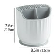 thumbnail image 3 of 360° Rotating Kitchen Utensil Rack, White Plastic, 7.68x7.68x8.62in, Multi-Compartment for Knives Spoons, Detachable Drainable Organizer, 3 of 9