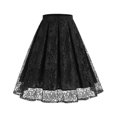 thumbnail image 2 of Aayomet Femmes Jupes Rétro Couleur Pure Jupe en Dentelle Tempérament (Noir, XXL), 2 of 5