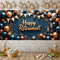 thumbnail image 5 of Golden Theme Happy Retirement Banner Decorative Design Champagne Glasses Retirement Party Balloon Decoration for Retirement Party Indoor Decoration Event Celebration, 5 of 8