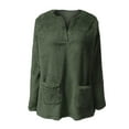 thumbnail image 5 of RQYYD Fluffy Fleece Pullover Tops for Women Fuzzy Sherpa Jumper Sweatshirt Winter Ladies Warm Basic Shirt Tops with Pocket, 5 of 5