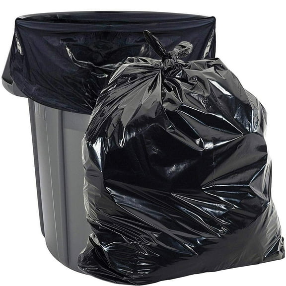 Aluf Plastics Heavy Duty 55 Gallon Trash Bags - (Large 50 Pack /w Ties) - 2 MIL Indtrial Strength Plastic Drum Liners 38" x 58" Professional Black Garbage Bags for Construction, Contractors, Leaf