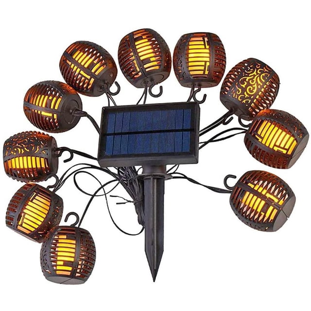 Luces De Hadas Led Solares Luces De Cadena Al Aire Libre Lámparas De Linterna De Llama Colgantes Decoración De Jardín Lámpara De Hadas De Bola De Llama Methold HA035982-00