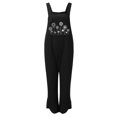 thumbnail image 4 of Gibobby Pantalones cortos Peto de verano para mujer, mono informal holgado de lino y algodón con botones ajustables, mono con bolsillos(Negro， XXXL), 4 of 5