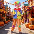 thumbnail image 2 of Faraee 4PCS Kids Clown Costume Set Boys and Girls Funny Circus Clown Halloween Outfits Colorful Long Sleeve Shirt Stripes Pants Clothes with Wig and Red Nose, 2 of 9
