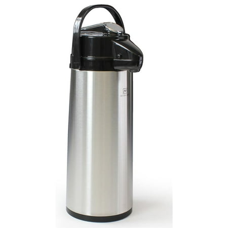 - Stainless Steel Lined Coffee Air Pot With Lever Pump Lid, 6 x 18-1/2 x 6-Inch, Swiveling Base, 3 Liter Capacity (TGARPSS30)