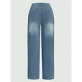 thumbnail image 6 of Women's Wide Leg Pants Flared Jeans Double Breasted Stitched Low Waisted Loose Comfortable Casual Denim, 6 of 7