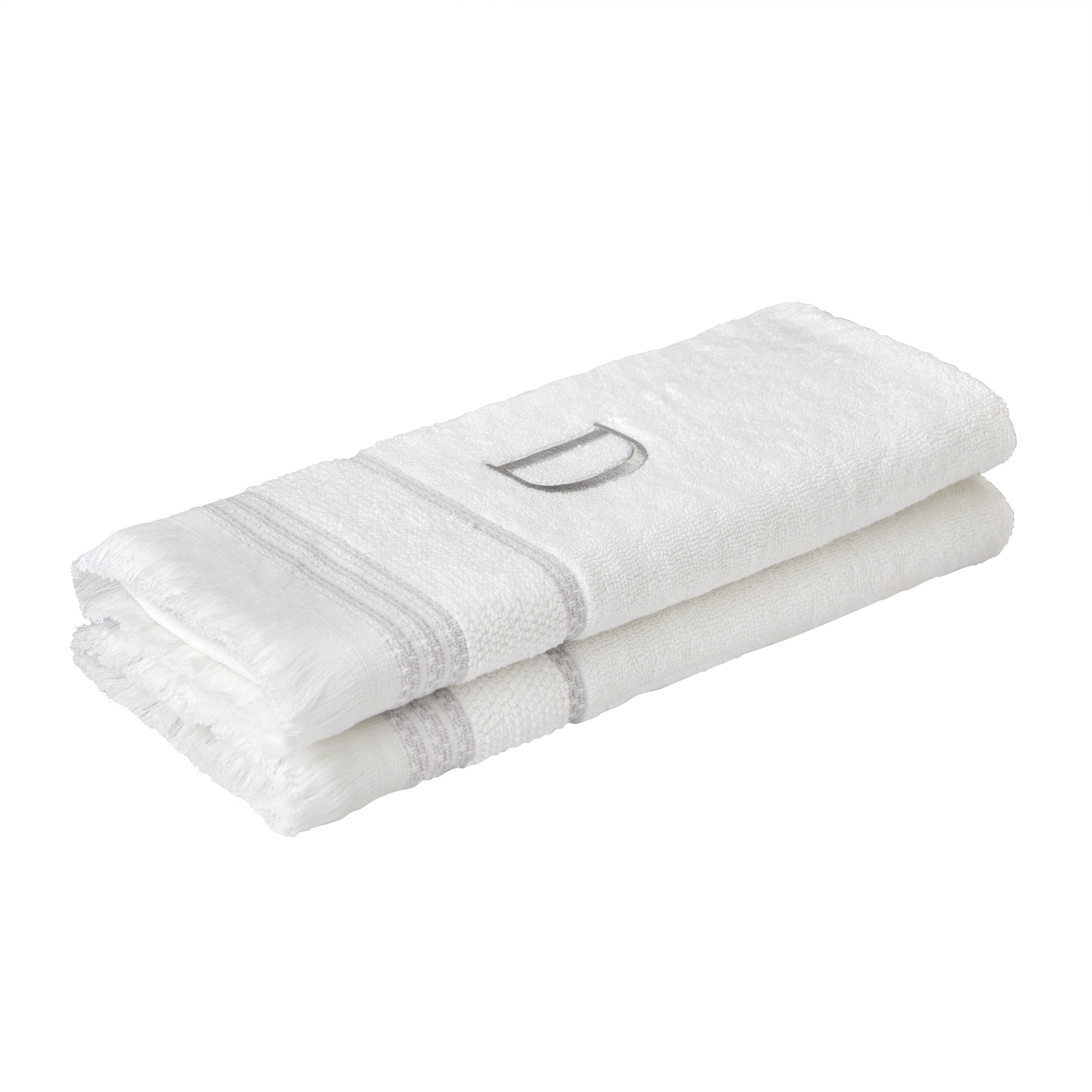 SKL Home Casual Monogram Hand Towel (2-Pack), "D", White