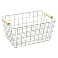 thumbnail image 2 of Cesta de almacenamiento de hierro, decoración de granja, cesta de picnic multiusos fácil de transportar para Blanco S, 2 of 9