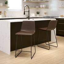 Flash Furniture Reagan 24" LeatherSoft Counter Height Stools with Footrest, Set of 2, Dark Brown