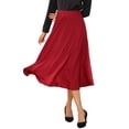 thumbnail image 1 of INSPIRE CHIC Jupe pour Femme Satin Taille Haute Évasée Élastique Décontractée Midi TP Rouge, 1 of 6