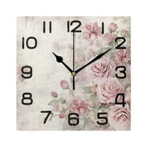 Roses Flowers Wall Clock Square Silent Non-Ticking Battery Operated Retro 7.78" Clock Home Kitchen Office Decoration