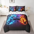 thumbnail image 2 of Feelyou Game Console Gamepad Twin Bedding Sets 7-Piece for Boy, Outer Space Planet Bedding Comforter Set, Fire and Water Reversible Sheet Sets, Lightweight Room Decor, 2 of 6