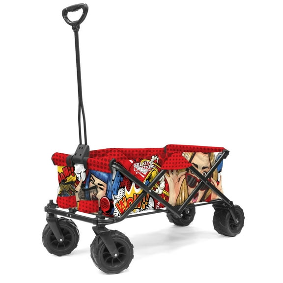 Creative Outdoor Durable All Terrain Folding Wagon 150lb Capacity, Pop Art